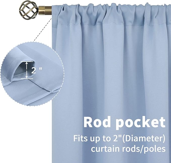 BGment Light Blue Blackout Curtains 36 Inch Length - Image 4