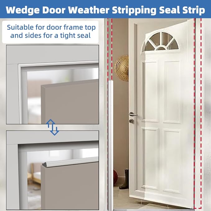 Wedge-Shape Window Weather Stripping Door Frame Seal Strip 3Pcs×196" Brown - Image 4