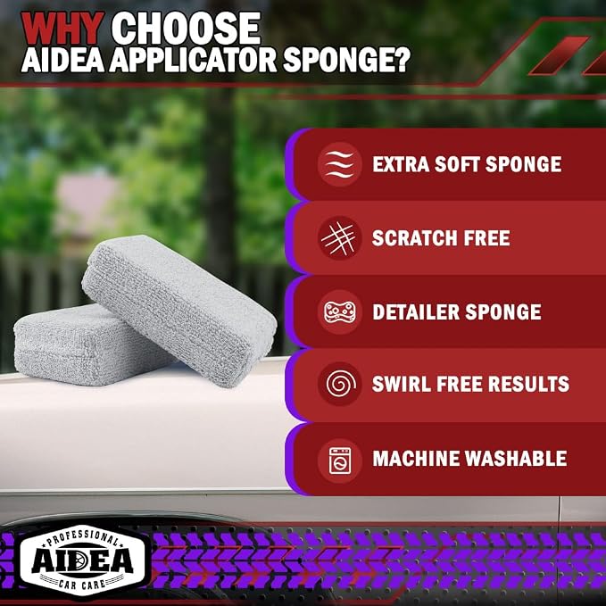 AIDEA Microfiber Applicator Pad-8Pack, Car Wash Sponge, Premium Microfiber - Image 3