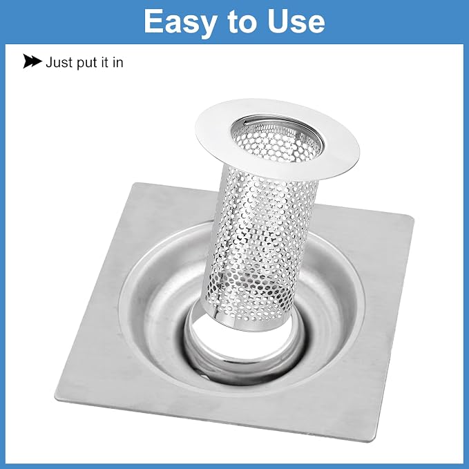 uxcell 4 Pack Shower Drain Strainer, 3.2" x 2.6" 304 Stainless Steel Floor - Image 5