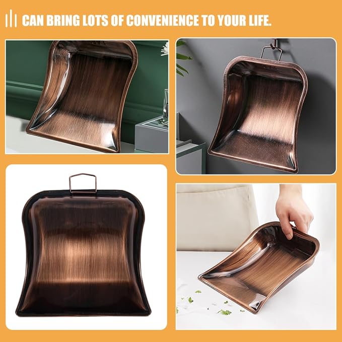 VICASKY Small Handheld Desktop Dustpan in Antique Copper Color, Stainless Steel - Image 3