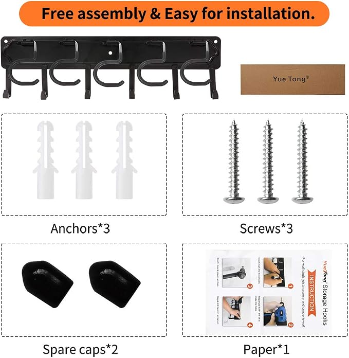 YueTong All Metal Garden Tool Organizer, Adjustable Garage Wall Organizers and - Image 7