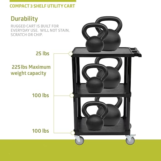 Pearington 3-Tier Compact Multi-Purpose Plastic Utility Cart - Image 8