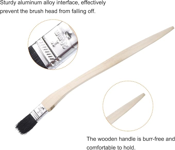 uxcell 3pcs Bent Radiator Paint Brush 1" Width Curved Wall Paint Soft Bristle - Image 5