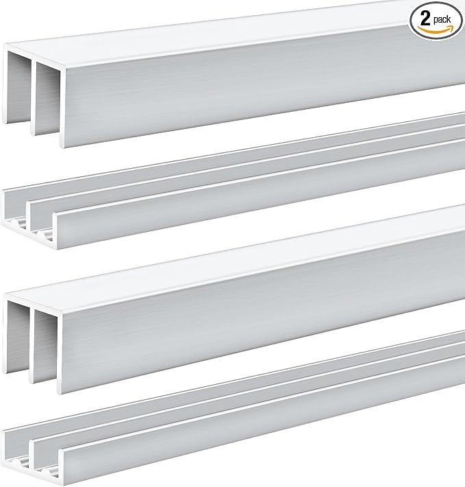 Landical 2 Set 4 ft Silver Aluminum Sliding Door Track Set by Landical