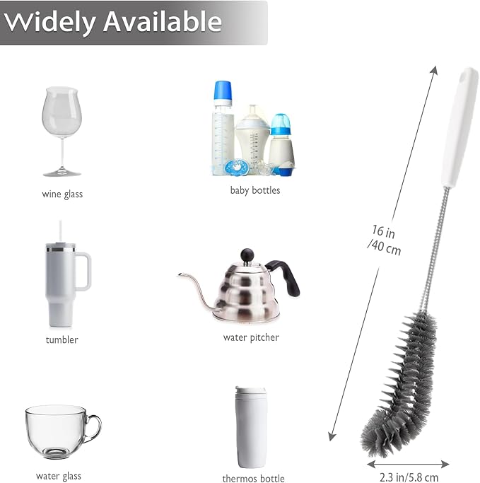 2-Pack 16 inches Long Handle Bottle Cleaning Brushes - Image 2
