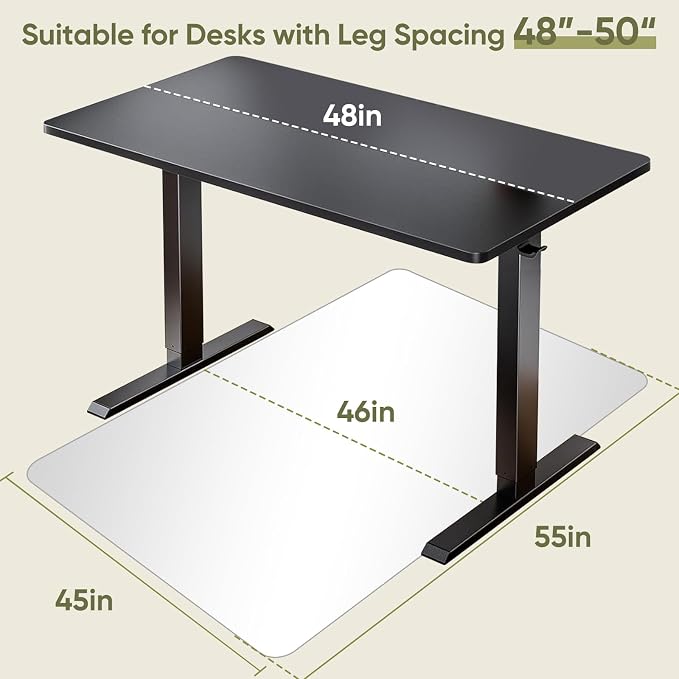 Office Chair Mat for Carpet & Hardwood, Upgraded 45" x 55" Dual Use Tempered - Image 6