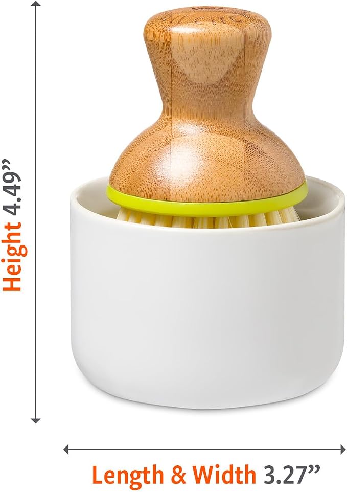 Full Circle Bubble Up Bamboo Dish Brush & Ceramic Soap Dispenser – Family Safe - Image 8