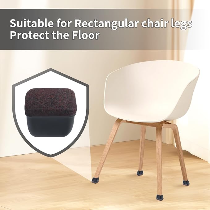 Ezprotekt 16 Pcs Rectangle Black Felt Chair Leg Floor Protectors - Image 5