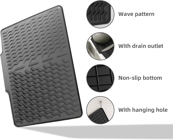 Dish drying mats for kitchen counter, Silicone dish drying mat, Heat resistant - Image 4