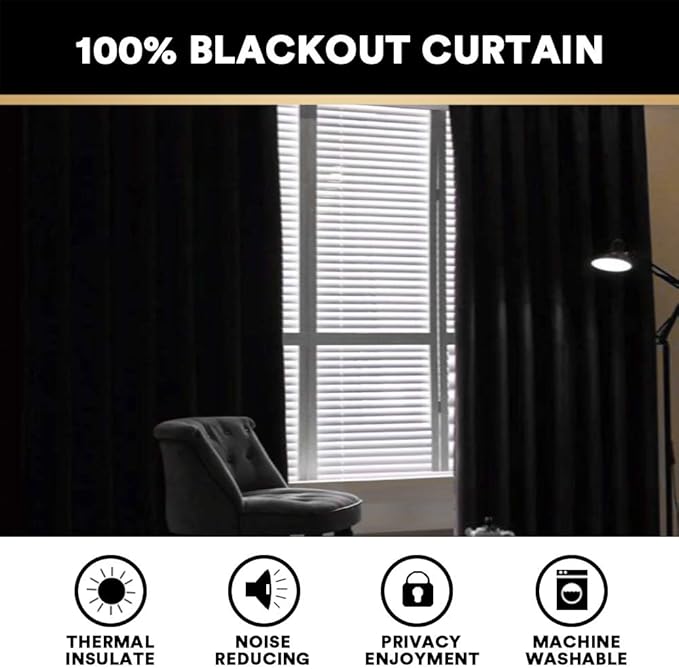 PrinceDeco 100% Blackout Curtains for Living Room Sliding Door Curtains Blackout Curtains 96 Inches Long Patio Curtains for Sliding Door Curtain,W100 X L96 Inch, Light Grey