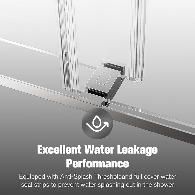 Shower Door 56–60 in W x 76 in H, 3/8" Tempered Glass Double Sliding Shower Door - Image 5