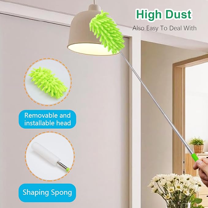 4 Pack 13" to 30" Extendable Feather Duster Kit, Washable Duster Head, - Image 6