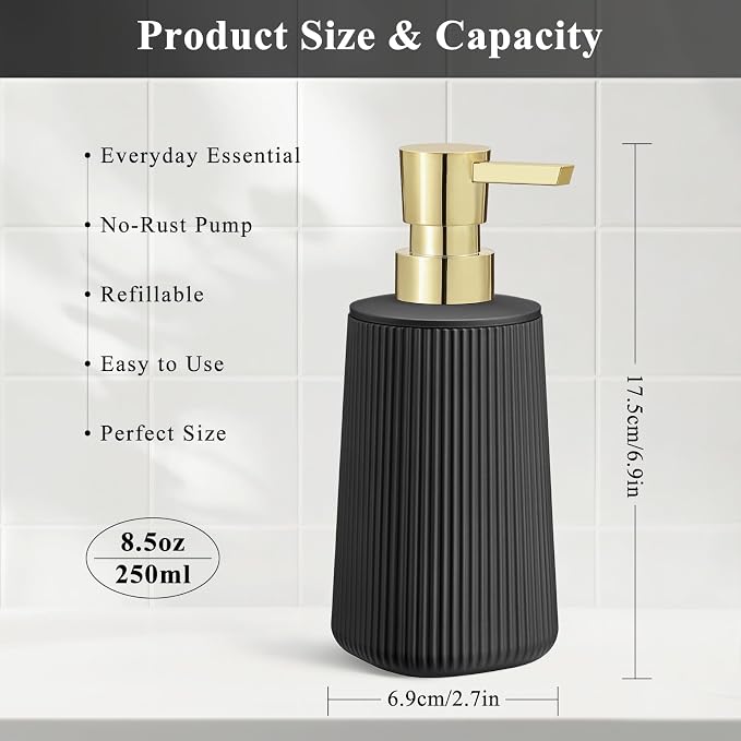 Black and Gold 2 Pack Hand Soap Dispensers - Image 6