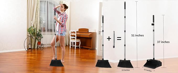 3-Pack Broom with Dustpan Combo Set, Commercial Broom and Dustpan Set, Dust Pan - Image 9