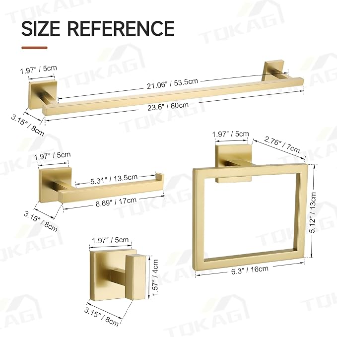 TQKAG 5-Piece Bathroom Accessories Set Brushed Gold Bathroom Hardware Set - Image 7