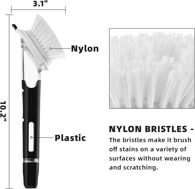 SUBEKYU Dish Brushes with Soap Dispenser, Kitchen Dish Scrubber Brushes with - Image 3