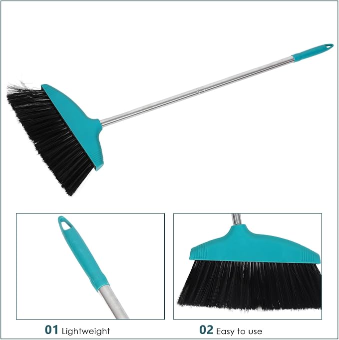 Soft Bristle Angle Broom Metal Handle Household Floor Sweeping Broom Pet Hair - Image 2