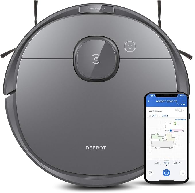 Ecovacs Deebot T8 Robot Vacuum and Mop Cleaner, Precise Laser Navigation by ECOVACS