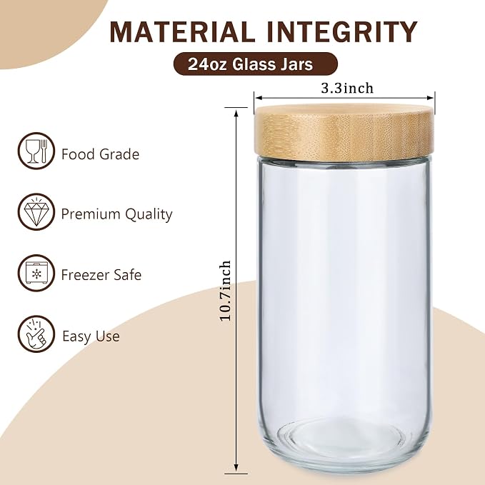 OcePor 6 Pack 24oz Glass Jars - Image 2