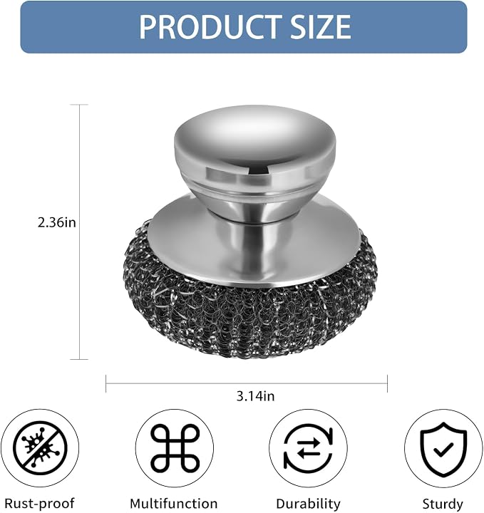 Onewly 2Pack Steel Wool Scrubber Set, Stainless Steel Scrubber - Image 3