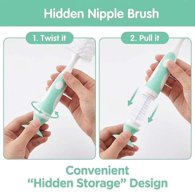 4-in-1 Baby Bottle Brush Set, Bottle Brush Cleaner, Bottle Cleaner Brush Set - Image 3