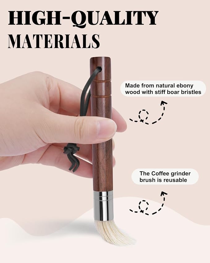 3 Pcs Portafilter Espresso Kit – Ebony Bristle Coffee Brush, Coffee Grinder - Image 3