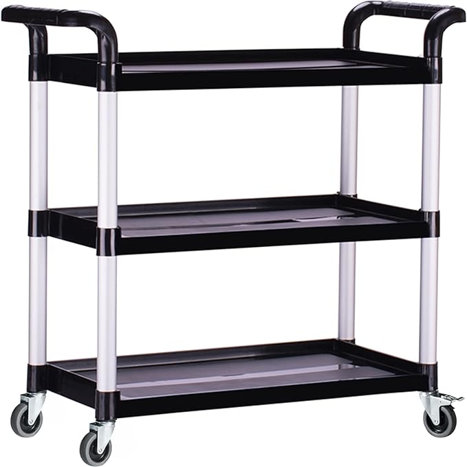 Plastic Utility Carts with Wheels, Heavy Duty 510lbs Capacity Rolling Service by PELOEMNS
