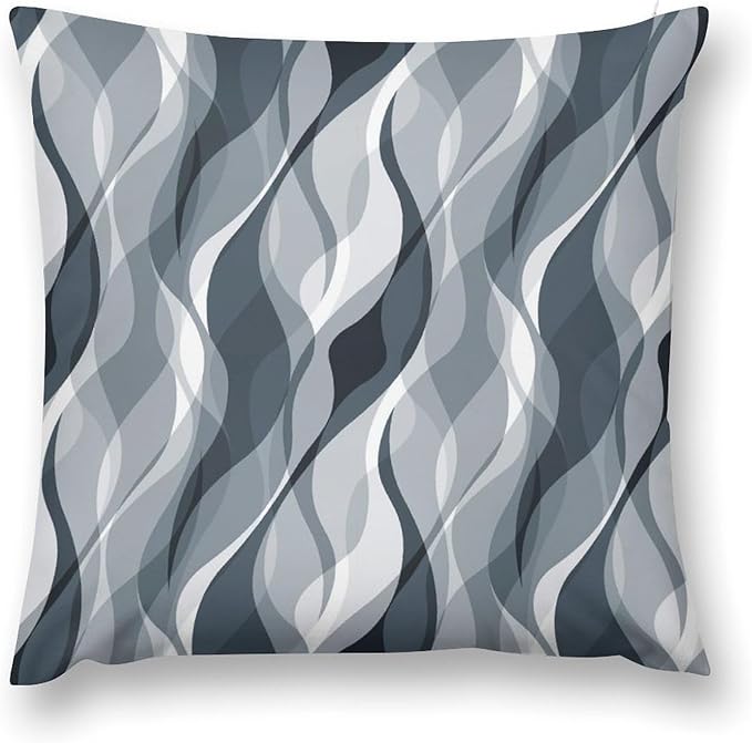 Blue Throw Pillow Covers Modern Abstract Blue and Grey Striped Decorations for Bedroom Living Room Farmhouse Sofa Pillows Bed Couch 20x20 Inch