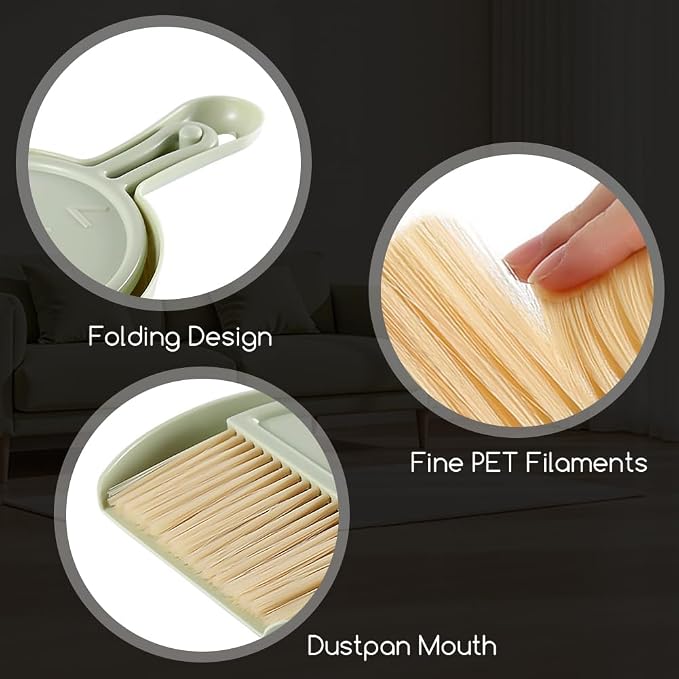 Mini Dust Pan with Broom Set, Small Broom and Dustpan Set Mini Hanging - Image 4