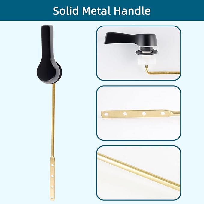 Black Metal Toilet Handle Lever Flush Replacement, Universal Front Mount Toilet - Image 5