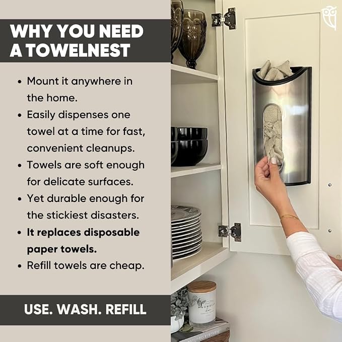 TowelNest Microfiber Cloth Dispenser | 15 Reusable Cloths | Eco-Friendly Paper - Image 4