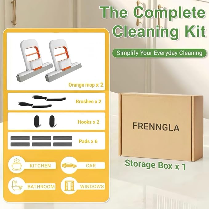 2 Pcs Mini Mop for Small Spaces, Foldable Self-Squeeze Wet and Dry Sponge Mop - Image 7