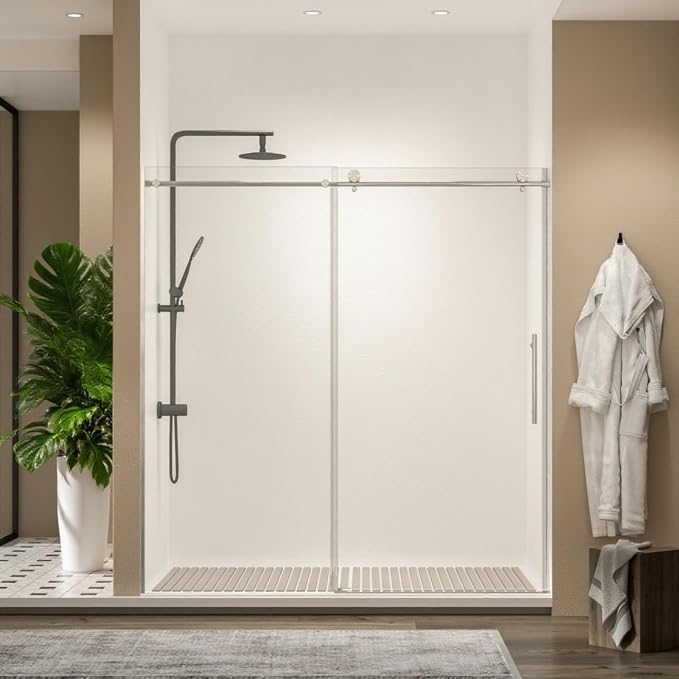 Frameless Sliding Shower Door 72” W x 76” H, 3/8” Tempered Glass, Single Bypass by Relaxcabine