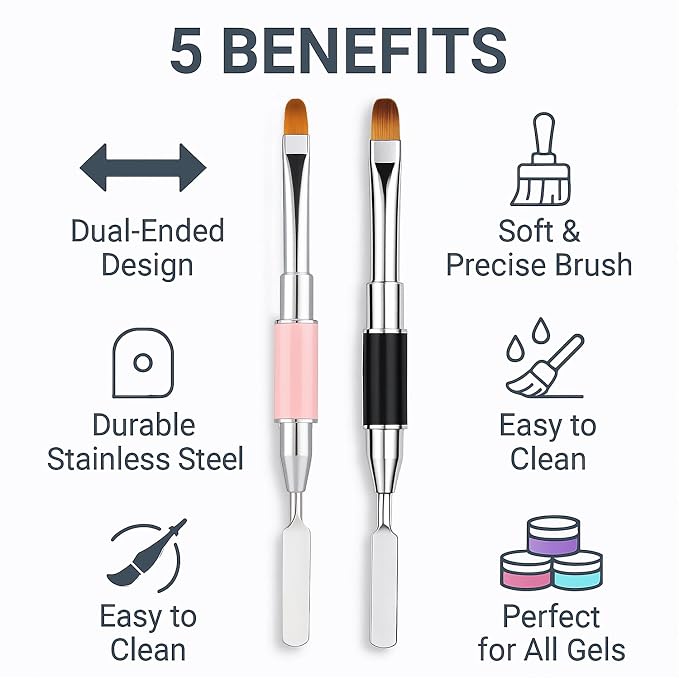 2Pcs Dual-Ended Nail Art Brush and Spatula Set - Image 7