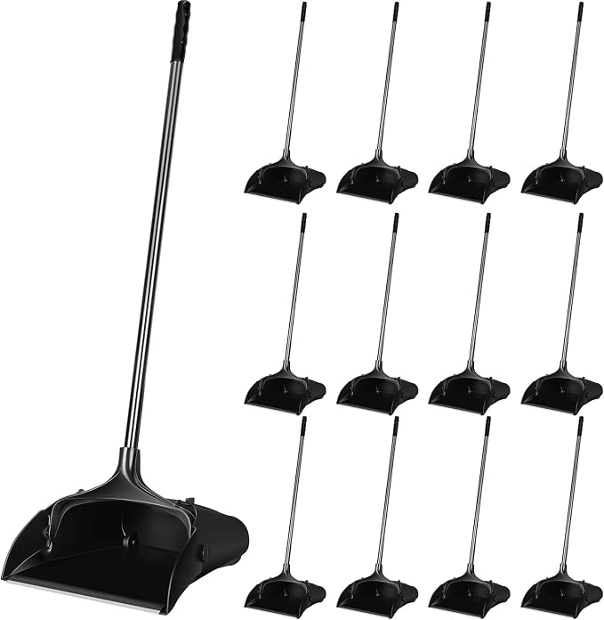 Maxcheck 12 Pcs 37 Inch Lobby Dust Pan Bulk Upright Lobby Dust Pan Plastic by Maxcheck
