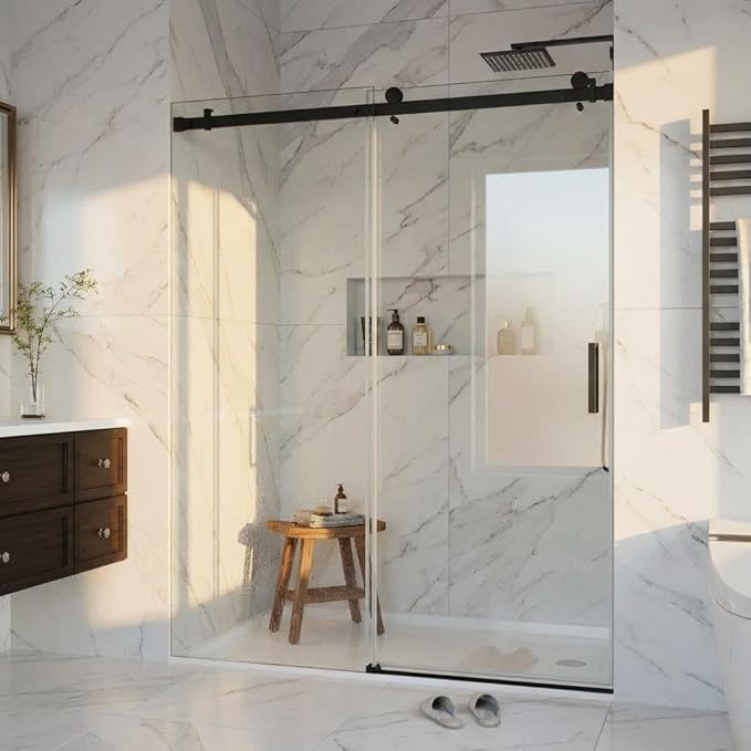 Frameless Sliding Shower Door, 56-60 Inches Wide x 76 Inches High, 1/4 Inch - Image 9