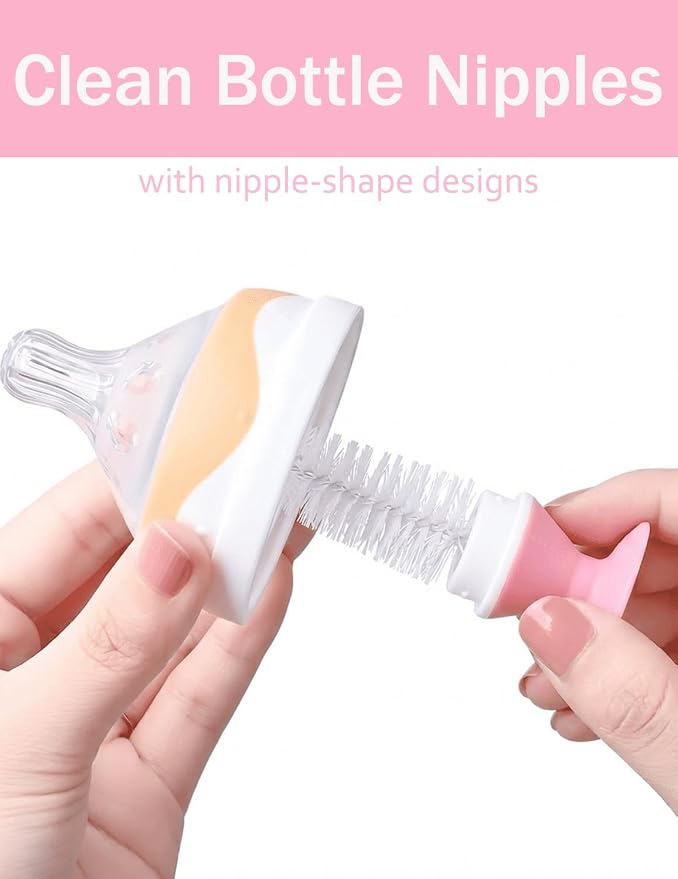 5 in 1 Baby Bottle Brush Set, Bottle Cleaner, 2 Hidden Nipple Brush, 2 Straw - Image 4
