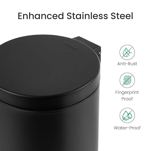 Cesun 1.2 Gallons Small Black Trash Can, Bathroom Garbage Can - Image 3