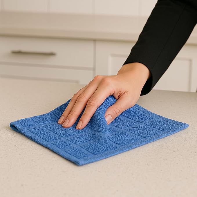 DecorRack 10 Pack 100% Cotton Kitchen Towels, 12x12 inch Soft Terry Dishcloths - Image 3