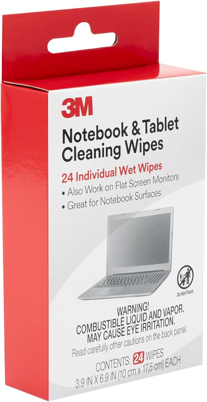 3M Notebook Screen Cleaning Wipes, 3.9 x 6.9 Inches, 24 individual wet wipes - Image 2