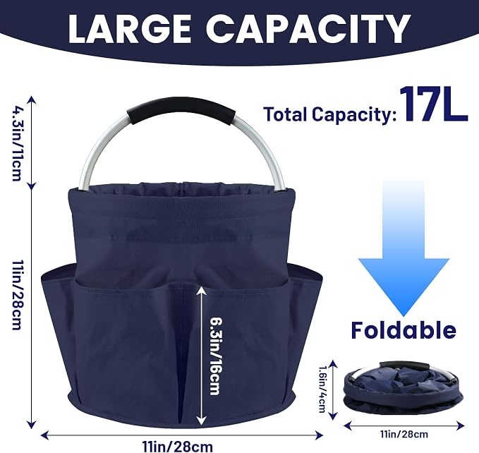 Cleaning Caddy with Handle and 6 Pockets, 17L Cleaning Supplies Organizer - Image 4