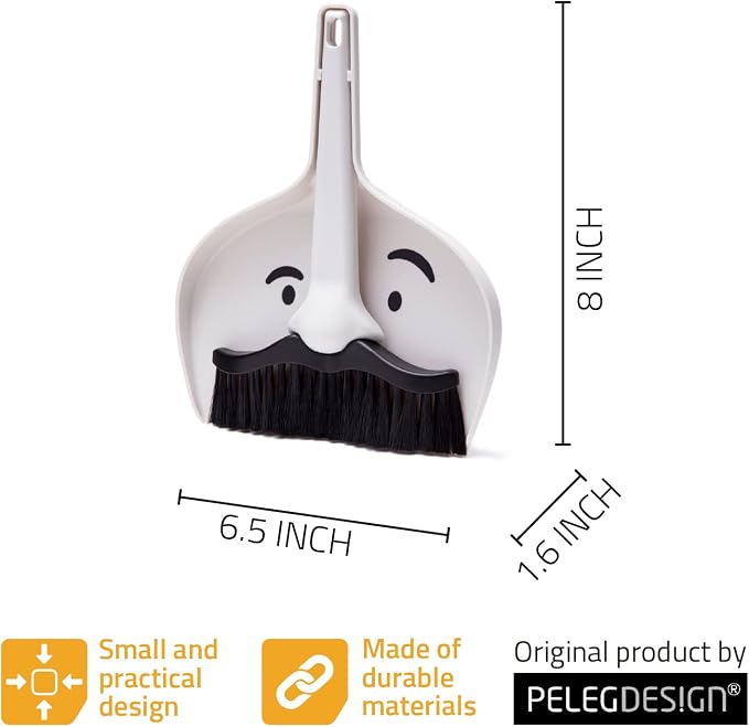 Peleg Design Dustache Small Dustpan and Brush Set, Mini Broom and Dustpan Set - Image 6
