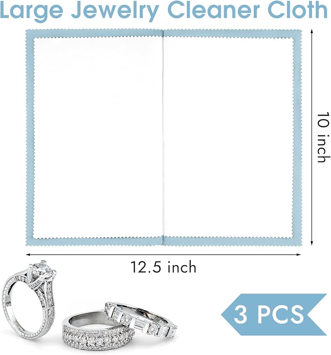 3 Pcs Silver Polishing Cloth, Large 10" X 12.5" Jewelry Cleaner Cloth, Soft - Image 2