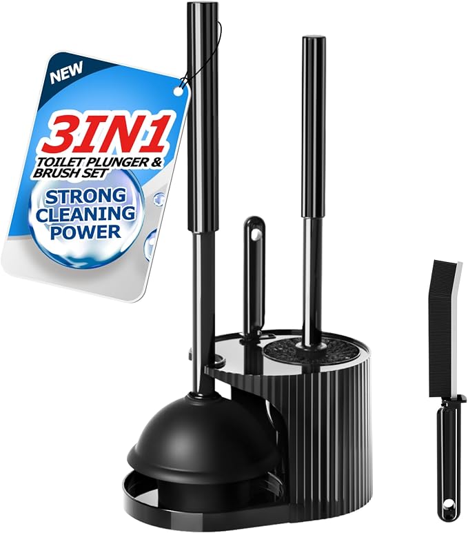 3 in 1 Toilet Brush and Plunger Set, Toilet Bowl Brush Plunger Set, Toilet by FORASTO