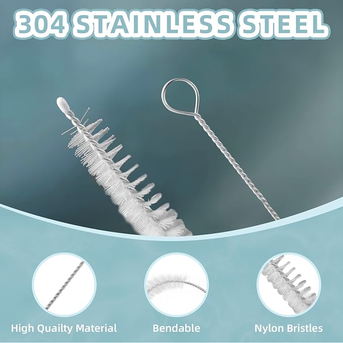 Cleaning Brushes for Reusable Drinking Straws, Long Wire Handle, Bottle and - Image 4