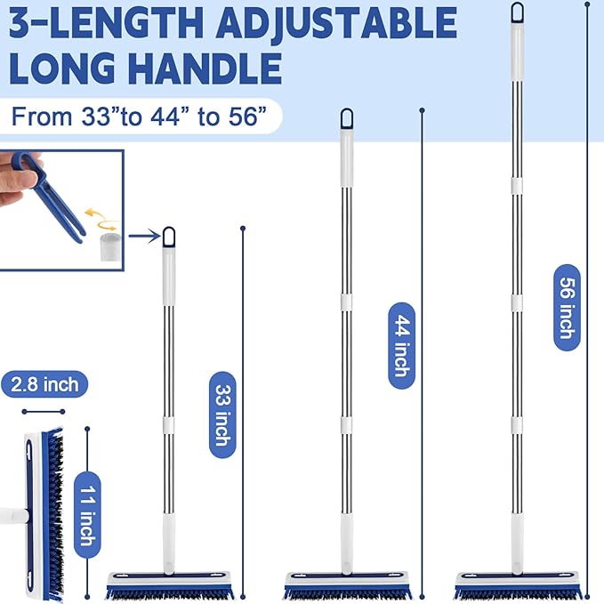 4-in-1 Floor Scrub Brush with Long Handle V-Shaped Crevice Brush Floor Scrubber - Image 3