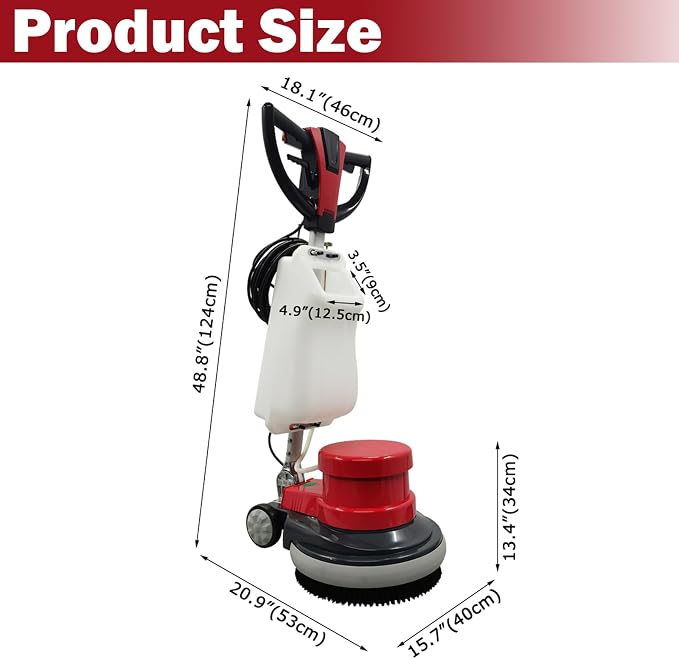 TECHTONGDA Floor Polisher & Buffer Commercial Floor Buffer Scrubber 17" Carpet - Image 9