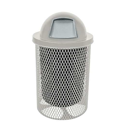 COATEDOUTDOORFURNITURE RDT-TXTGRY Heavy Duty 32 Gallon Round Trash Receptacle by CoatedOutdoorFurniture