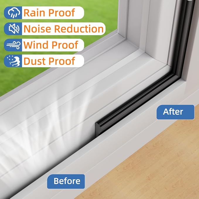 Wedge-Shape Window Weather Stripping Door Frame Seal Strip 2Pcs×196" Black - Image 6